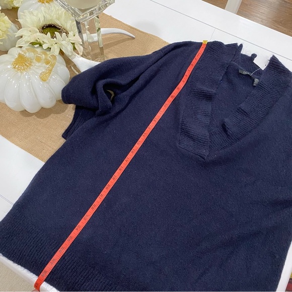 RDI Plunge V-Neck Dark Blue Long Sweater Tunic Sexy Oversized Sz Med Cozy Fall - Picture 7 of 9